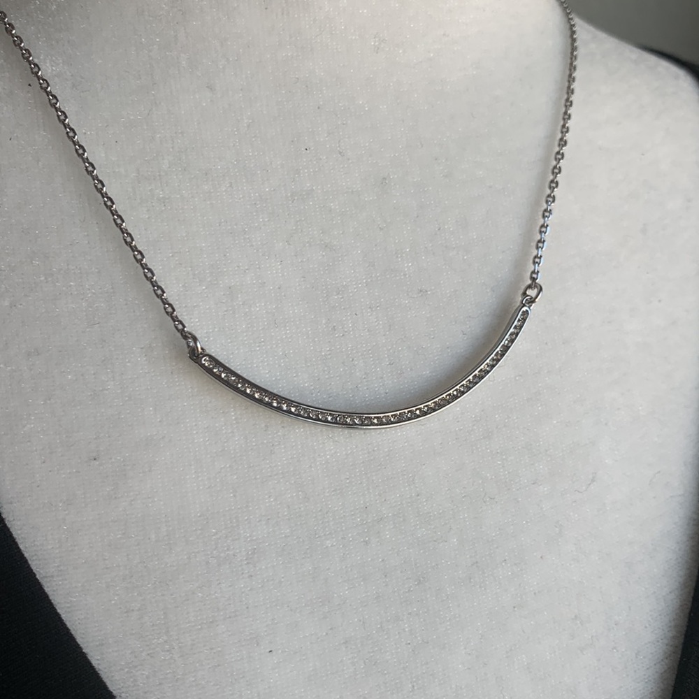 NEW minimalist curved bar pavé necklace